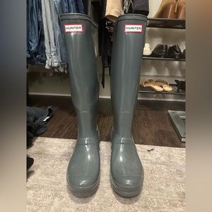 Grey Hunter tall gloss Rain Boots